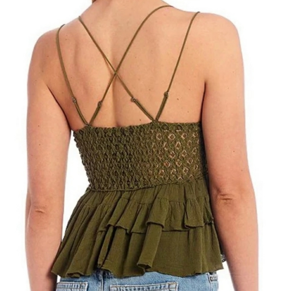 Free People Intimately Adella Cami Olive Sparrow S Nwt - Picture 2 of 6
